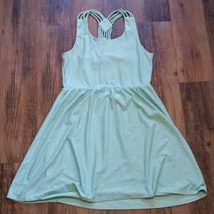 Maurices Seafoam Green Aqua Dress Crochet Back L